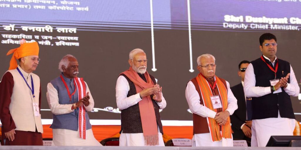 PM lays foundation stone for high cost development projects in Haryana